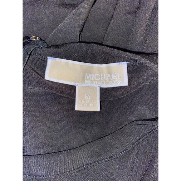 Michael Kors size Medium EUC Black Back Zip Dress With Gold Ring Detail - Picture 9 of 9